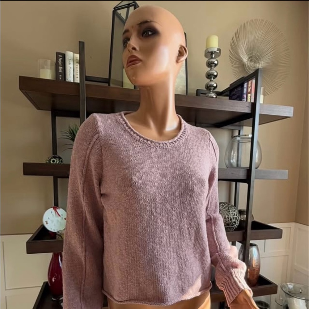 Shrinking Violet Mauve Knit Top sweater long sleeve rolled hem nwt
